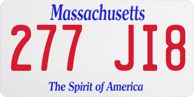 MA license plate 277JI8