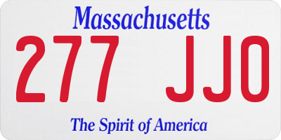 MA license plate 277JJ0