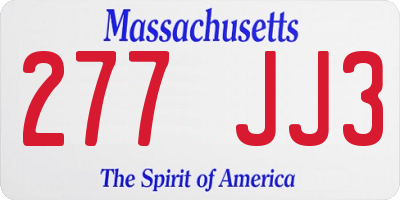 MA license plate 277JJ3