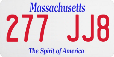 MA license plate 277JJ8