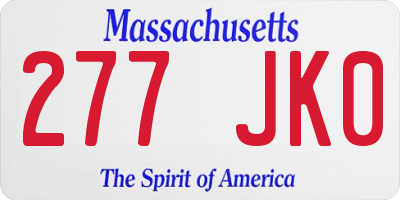 MA license plate 277JK0