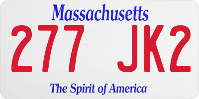 MA license plate 277JK2