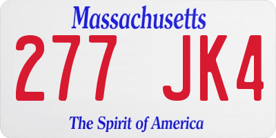MA license plate 277JK4