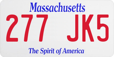 MA license plate 277JK5