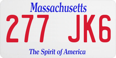 MA license plate 277JK6