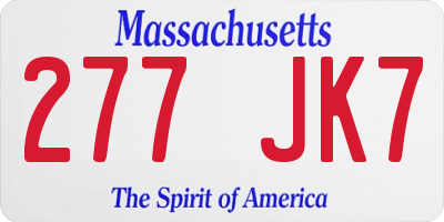 MA license plate 277JK7