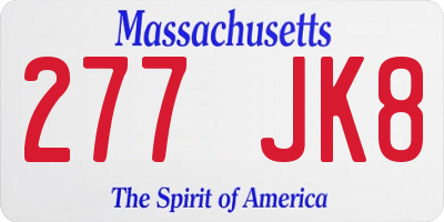 MA license plate 277JK8