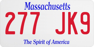 MA license plate 277JK9