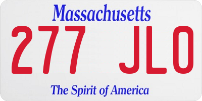 MA license plate 277JL0