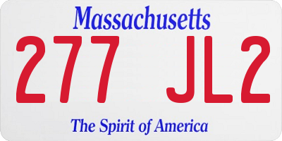 MA license plate 277JL2