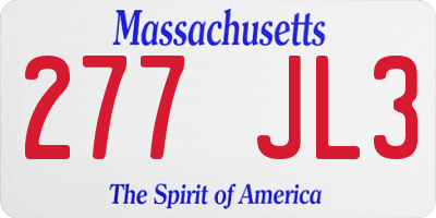 MA license plate 277JL3