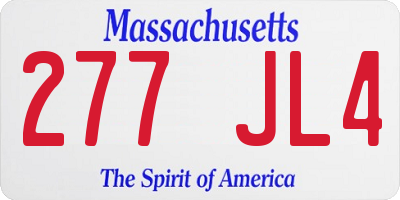 MA license plate 277JL4