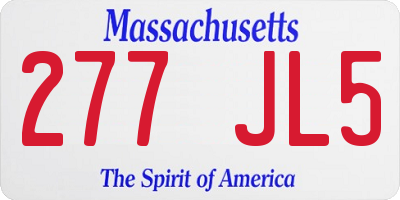 MA license plate 277JL5