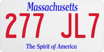 MA license plate 277JL7