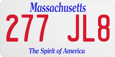 MA license plate 277JL8