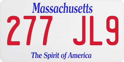 MA license plate 277JL9