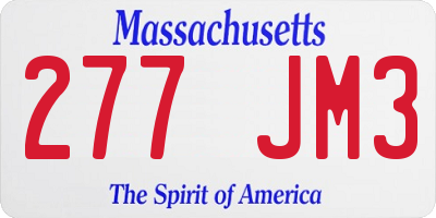 MA license plate 277JM3