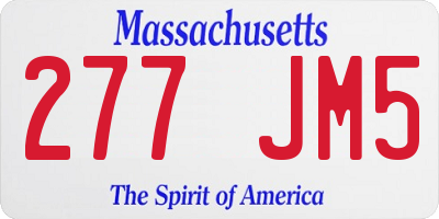 MA license plate 277JM5