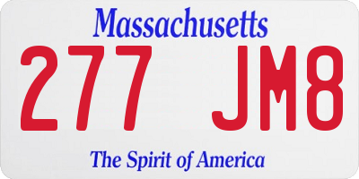 MA license plate 277JM8