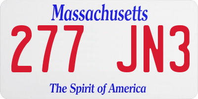 MA license plate 277JN3