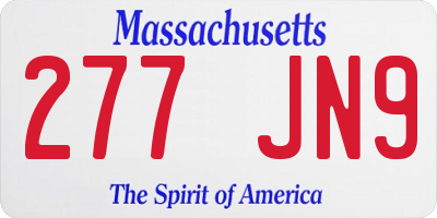 MA license plate 277JN9