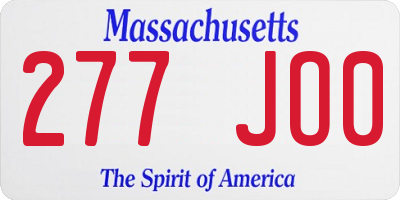 MA license plate 277JO0