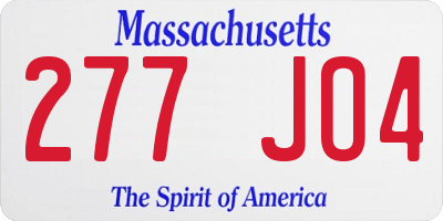 MA license plate 277JO4