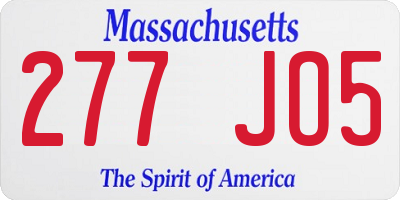 MA license plate 277JO5