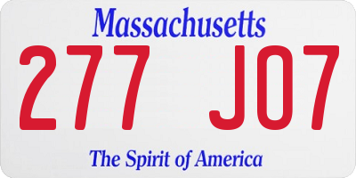 MA license plate 277JO7