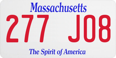 MA license plate 277JO8