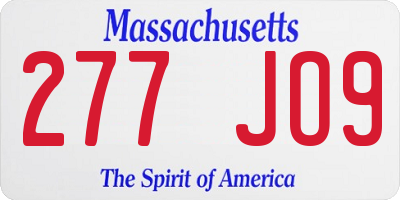 MA license plate 277JO9