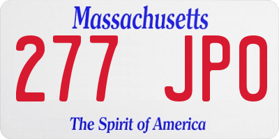 MA license plate 277JP0