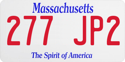 MA license plate 277JP2