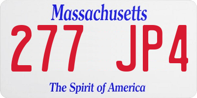 MA license plate 277JP4
