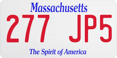MA license plate 277JP5