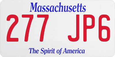 MA license plate 277JP6