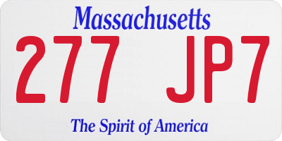 MA license plate 277JP7