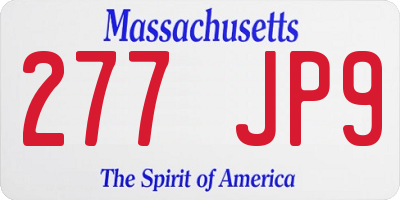 MA license plate 277JP9