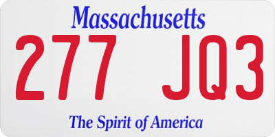 MA license plate 277JQ3