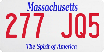 MA license plate 277JQ5