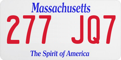 MA license plate 277JQ7