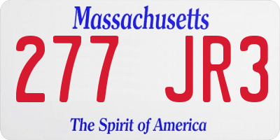 MA license plate 277JR3