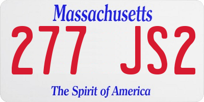 MA license plate 277JS2