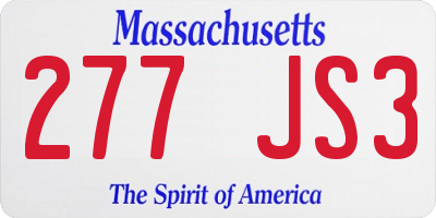 MA license plate 277JS3
