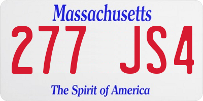 MA license plate 277JS4