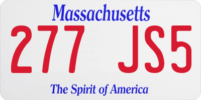 MA license plate 277JS5