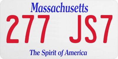 MA license plate 277JS7