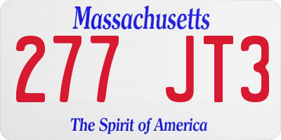 MA license plate 277JT3