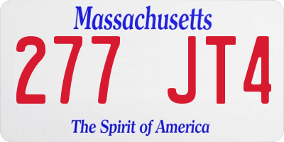 MA license plate 277JT4