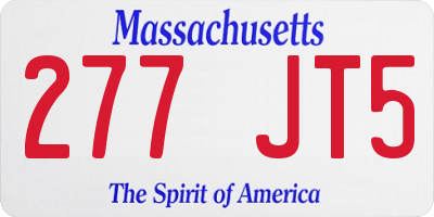 MA license plate 277JT5